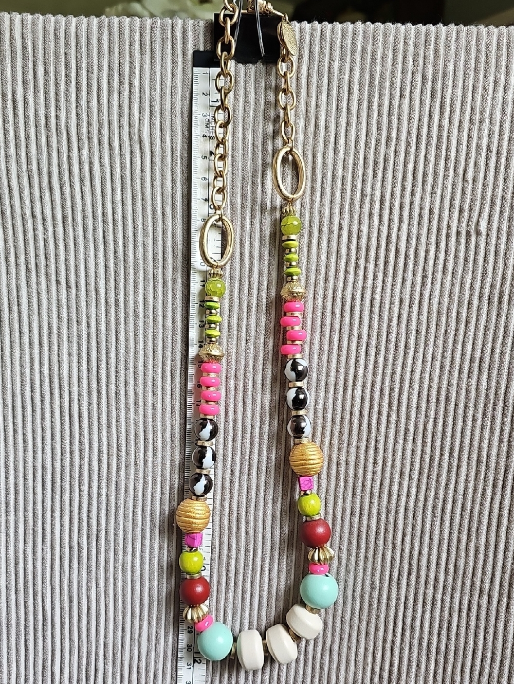 Plunder Colorful Beaded Statement Necklace — Pink, Lime, Red, Aqua, White